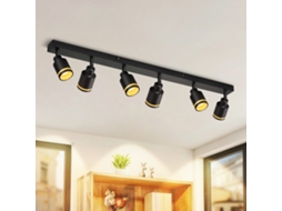 Nettlife Candeeiro De Teto Com Focos Preto Moderno 6 Luzes Ajustáveis Metal Gu10 Sem Lâmpada Para Escritório E Sala, 25 W, Orientáveis