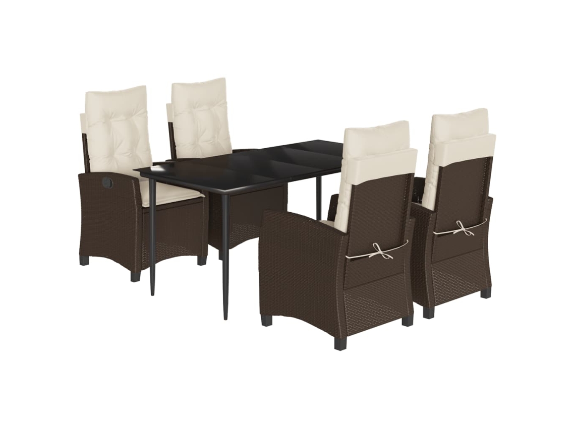 Garden Dining Set, Garden Dining Sets Vidaxl Marrom Rattan / Vime (mesa Com 160 Cm De Comprimento)