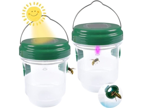 Lote De 2 Armadilhas Solares Penduradas Para Vespas Com Luz Led, Armadilhas Reutilizáveis Para Moscas E Vespões Para Exterior E Interior. Dlzaoao