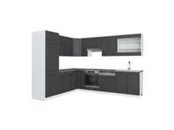 Cozinha de canto Fame-Line, 227 x 287 cm, PT Antracite, Antracite-dourado/branco, Vicco