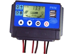 Controlador De Carga Solar Usb Duplo 20a 12v/24v, Preto