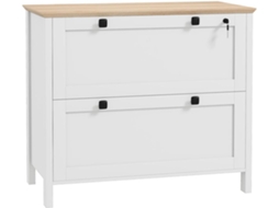 Móvel Arquivador Melamina De Madeira Cor Branco E Madeira 79x40x72 Cm Homcom