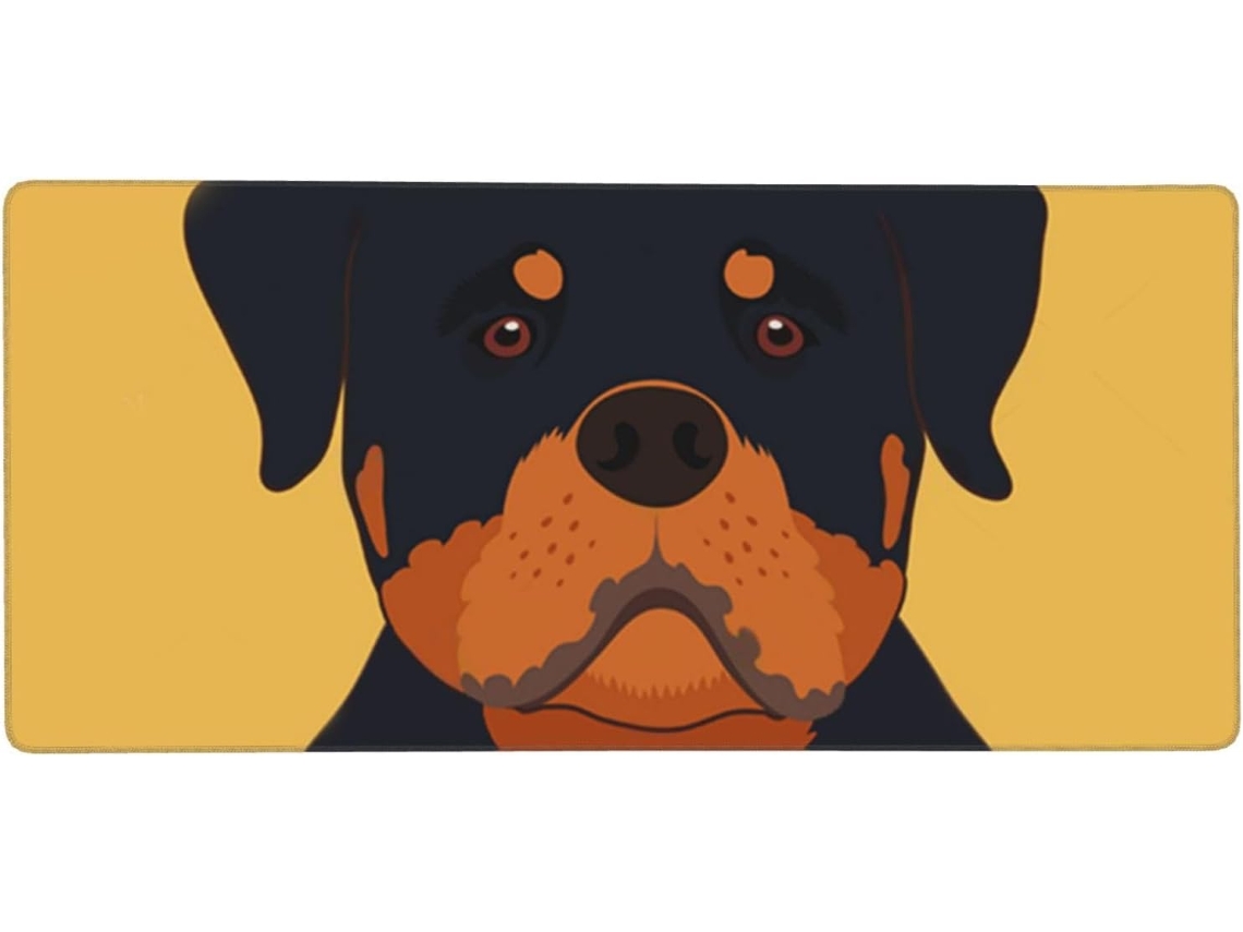 Mousepad Grande para Computador com Estampa de Rottweiler, Base Borracha Antiderrapante, 40 X 90 Cm
