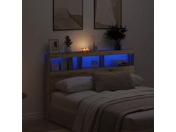 Vidaxl Armário Cabeceira C/ Luzes Led 160x17x102 Cm Carvalho Artisiano
