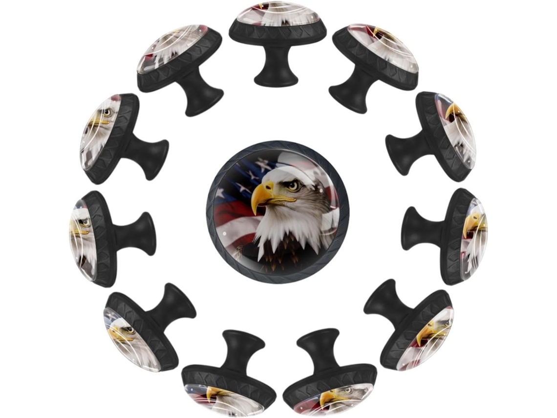 Puxadores Redondos Para Gavetas De Cômoda, Puxadores Para Armários De Cozinha, 12 Peças, Bandeira Americana Com Águia