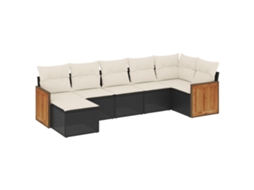 Conjunto de 7 Sofás para Jardim com Almofadões Vime Pe Preto MAISON EXCLUSIVE (7 pcs)