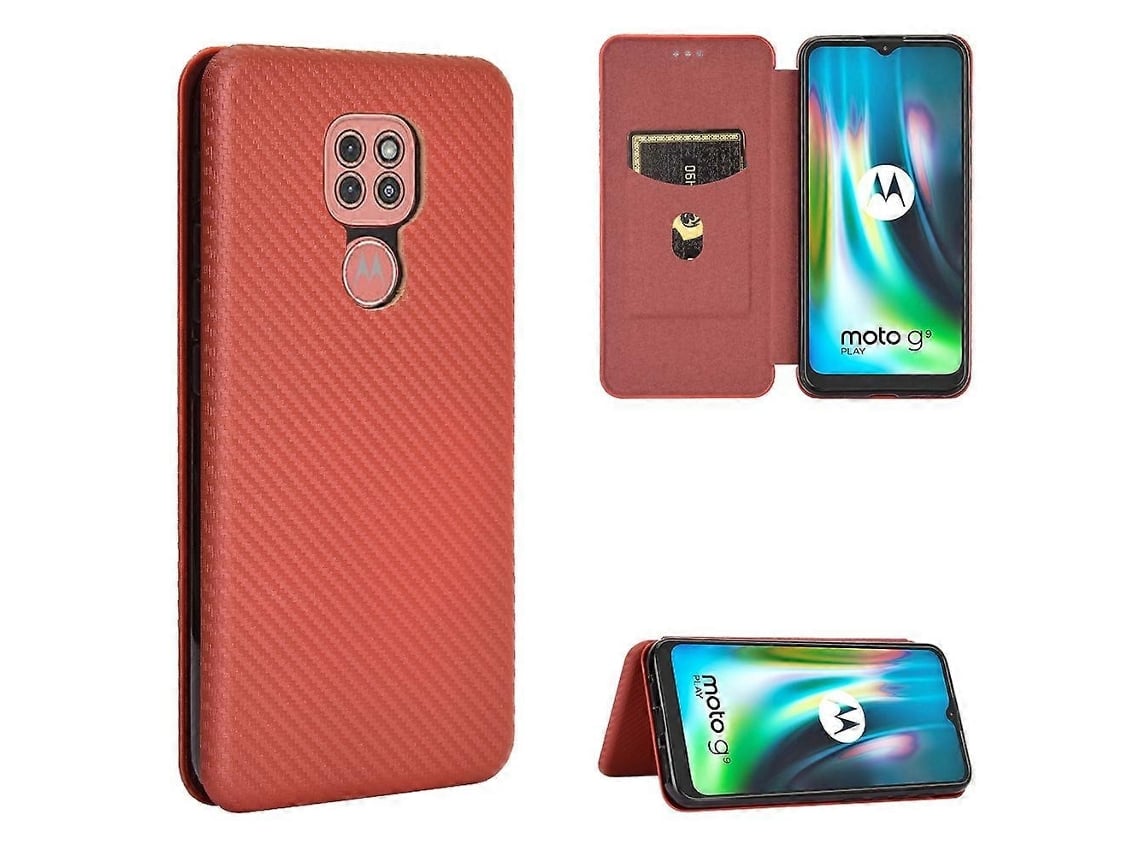 Capa De Tpu Pc Couro Pu Com Textura De Fibra De Carbono E Compartimento Para Cartão E Cordão