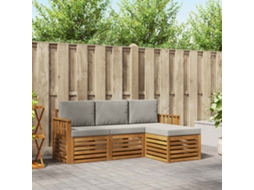 Vidaxl Conjunto De Sofás Para Exterior 4 Unid. Cinza Natural E Claro