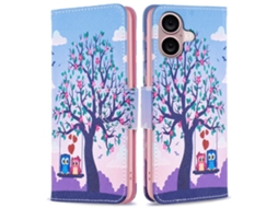 Capa Em Couro Pu Com Suporte Para Apple Iphone 16 Plus - Duas Corujas