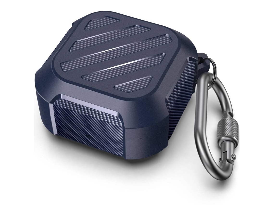 Capa Com Mosquetão Para Samsung Galaxy Buds2 / Pro / Live Azul Meia Noite Brilvibera