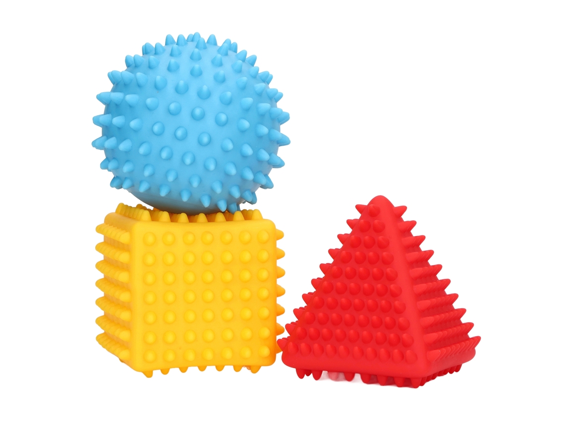 Conjunto De 3 Bolas Sensoriais Para Bebê 6 Meses+ Habilidades Motoras Cores Brilhantes