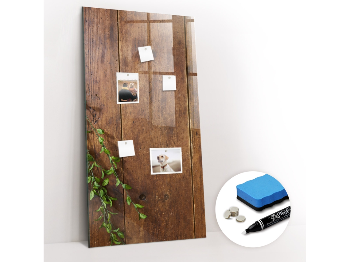 Quadro Magnético Decorativo Madeira Rústica Para A Sala De Estar Espelharte (60x120 Cm)