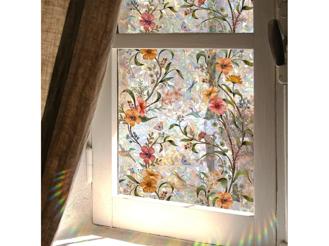 1 Película Para Janela Com Efeito Vitral, Película De Privacidade, Adesivos De Vidro Com Efeito Arco, Íris Para Casa, Proteção Uv, 40 Cm X 100