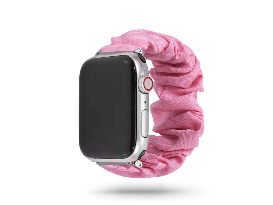 Bracelete Apple Watch Series 7 45Mm Pulseira Scrunchie Rosa