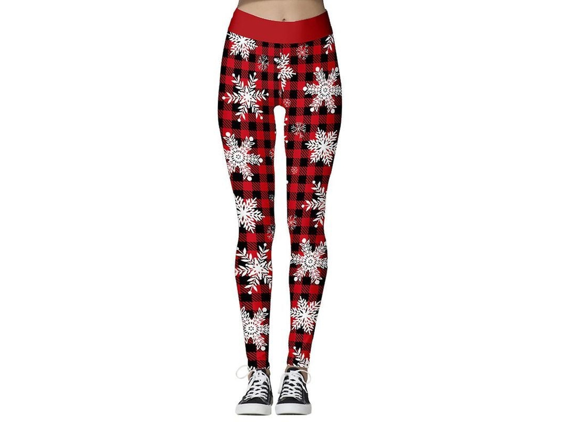 Leggings Fasst de Natal para Mulher, Cintura Alta, Estampados, Grinch, Flocos de Neve, Elásticos, Presente | S/MARCA