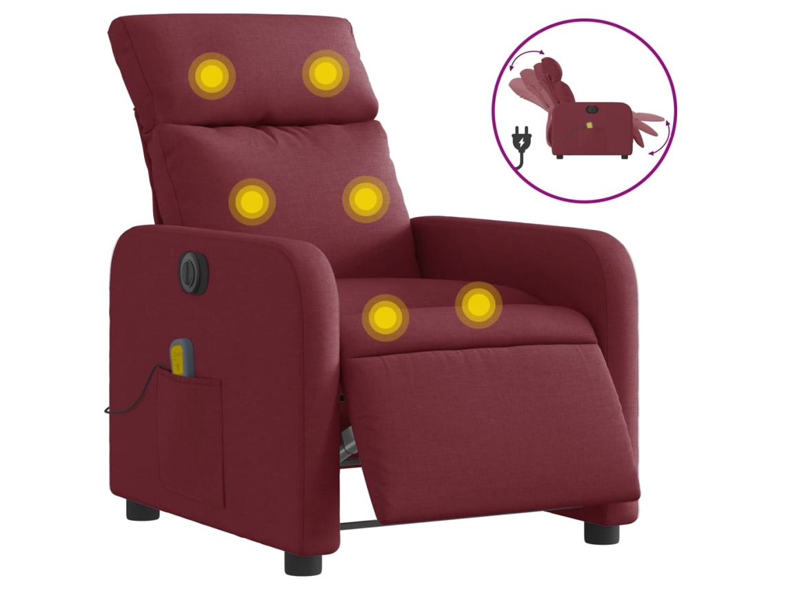 Electric Massage Recliner Chair, Electric Massage Recliner Chairs Vidaxl Vermelho Tecido
