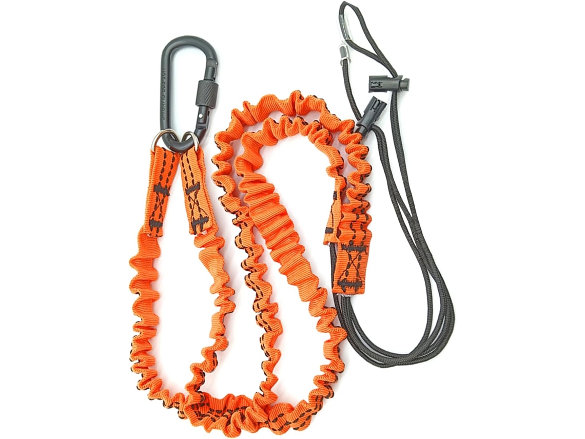 Fita métrica profissional de segurança para ferramentas em grandes alturas, com gancho e trava roscada, ideal para corda resistente.