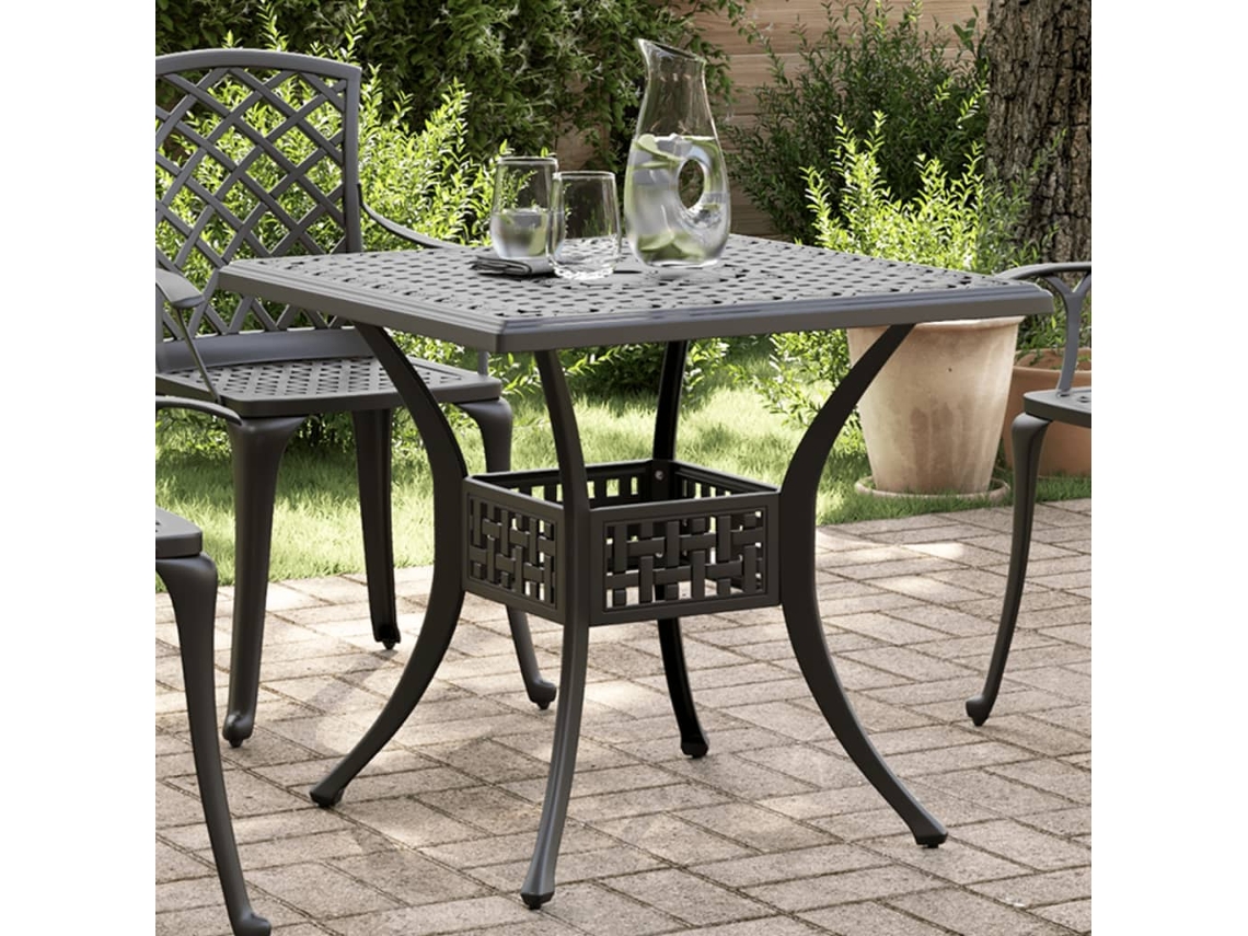 Vidaxl Mesa De Jardim 80x80x75 Cm Alumínio Fundido Preto