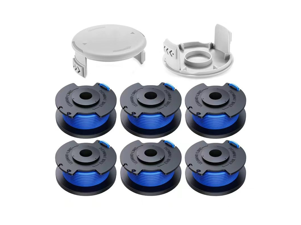 Pacote com 6 Carretéis de Fio com 2 Tampas Aparador de Grama para Ryobi Ac14rl3a/ac14hca HENTEN HOME