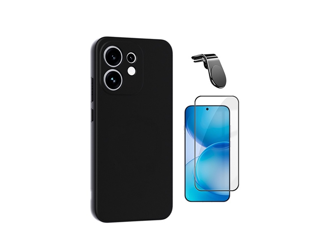 Kit Vidro Temperado Capa Silicone Líquido Suporte L Phonecare Para Oppo Reno16 - Preto