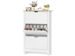 Sapateira Branca Estreita Armário Alto Com 3 Gavetas Para 18 Pares De Para Corredor 72x26x112 Cm