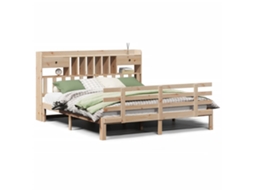 Cama com Estante Sem Colchão 180x200 Cm Pinho Maciço MAISON EXCLUSIVE