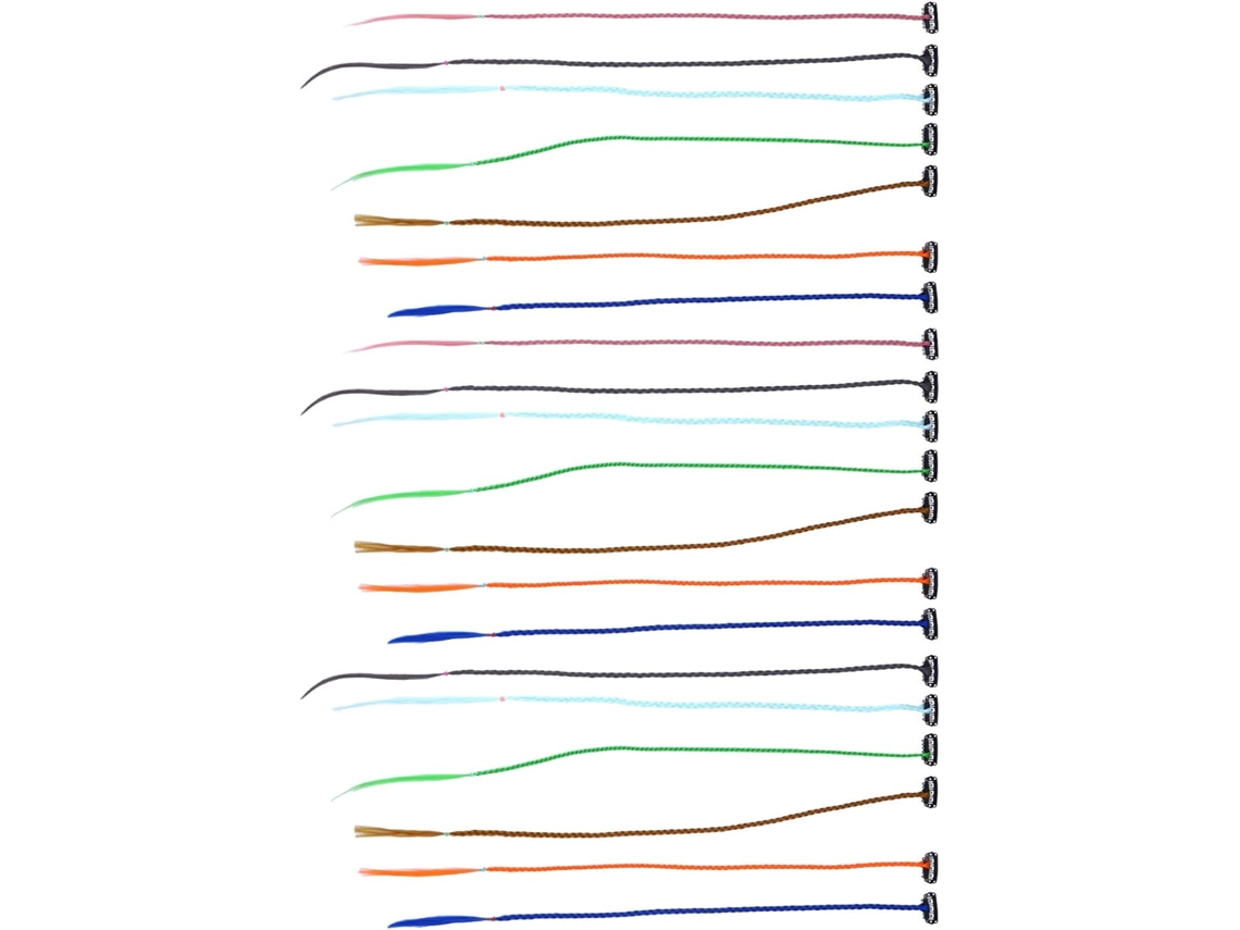 20 peças de apliques de cabelo coloridos com presilhas, apliques trançados de alta qualidade.