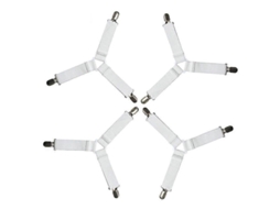 Rebe 4 Peças de Tensor de Folha de Cama Triangular Ajustáveis, para Todas as Camas e Colchões, Brancas Lionknight