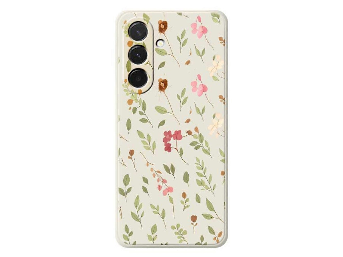 Capa Traseira De Tpu Com Borda Reta E Estampa De Folhas Pequenas Com Estampa De Flores Para Samsung Galaxy A36 5g, Bege