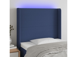 Cabecero con luces LED, tela, 93x16x118/128 cm, azul