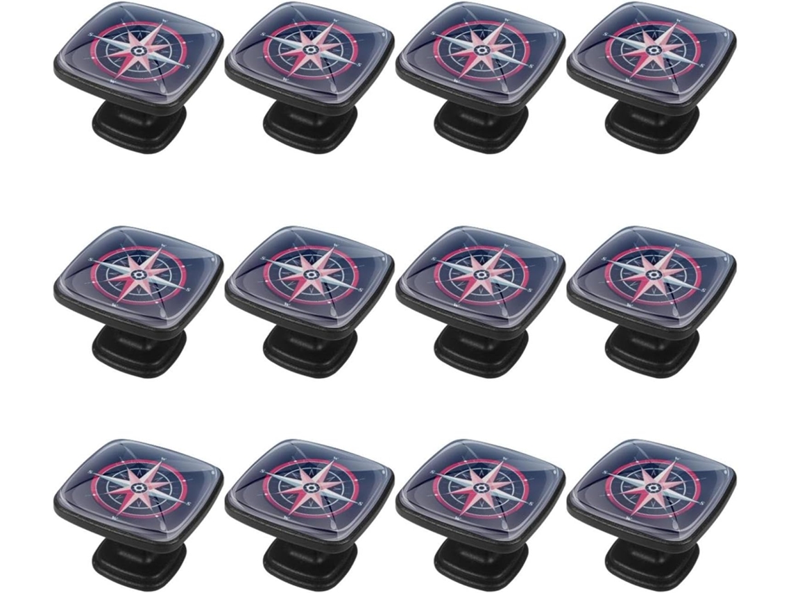 Puxadores Quadrados Para Gavetas De Cômoda, Puxadores Para Armários De Cozinha, 12 Peças, Bússola Náutica Azul