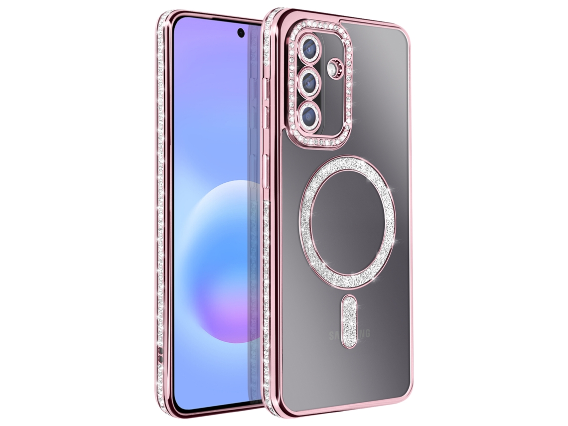 Capa Para Galaxy A57 Compatível Com Carregamento Qi Com Contorno De Diamante Strass