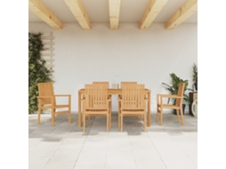 Conjunto Jantar Para Jardim 7 Peças Madeira De Teca Sólida Dkd Home Decor