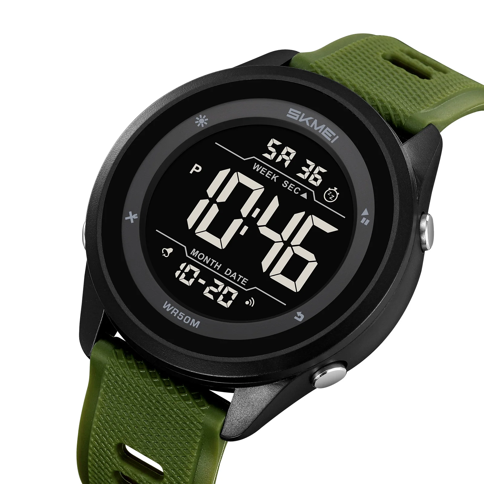 Relógio eletrônico esportivo MDUG com pulseira de nylon ultrafina, despertador, luminescente e à prova d'água