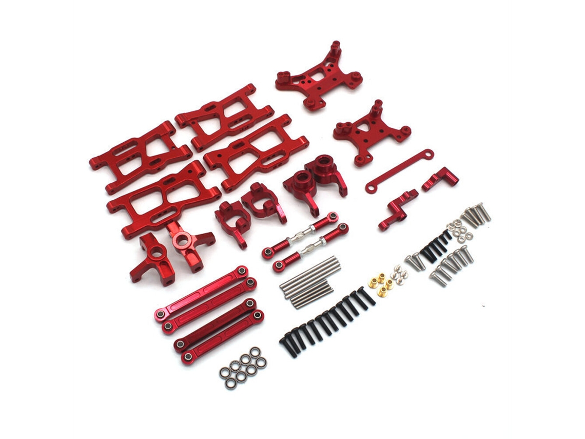 Rojo Braços Suspensão Dianteiros Traseiros Copos Direção Cubos C Assentos Roda Traseira Metal Wltoys 124008 124010 1/12 Rc Acessórios MDUG