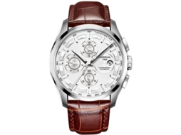 Relógio Masculino De Função Complexa Relógio De Aço Inoxidável Pulseira De Couro Rosa Dourado Marrom Ushion