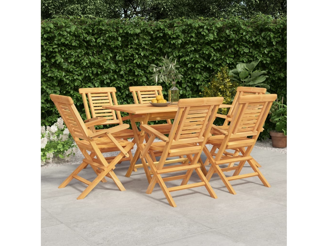 Vidaxl Conjunto De Jantar Para Jardim 7 Pcs Madeira De Teca Maciça