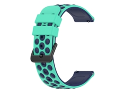 Bracelete Silicone 22Mm Design Bicolor para Garmin Forerunner 255/745 Cerceta/Azul Da Meia Noite