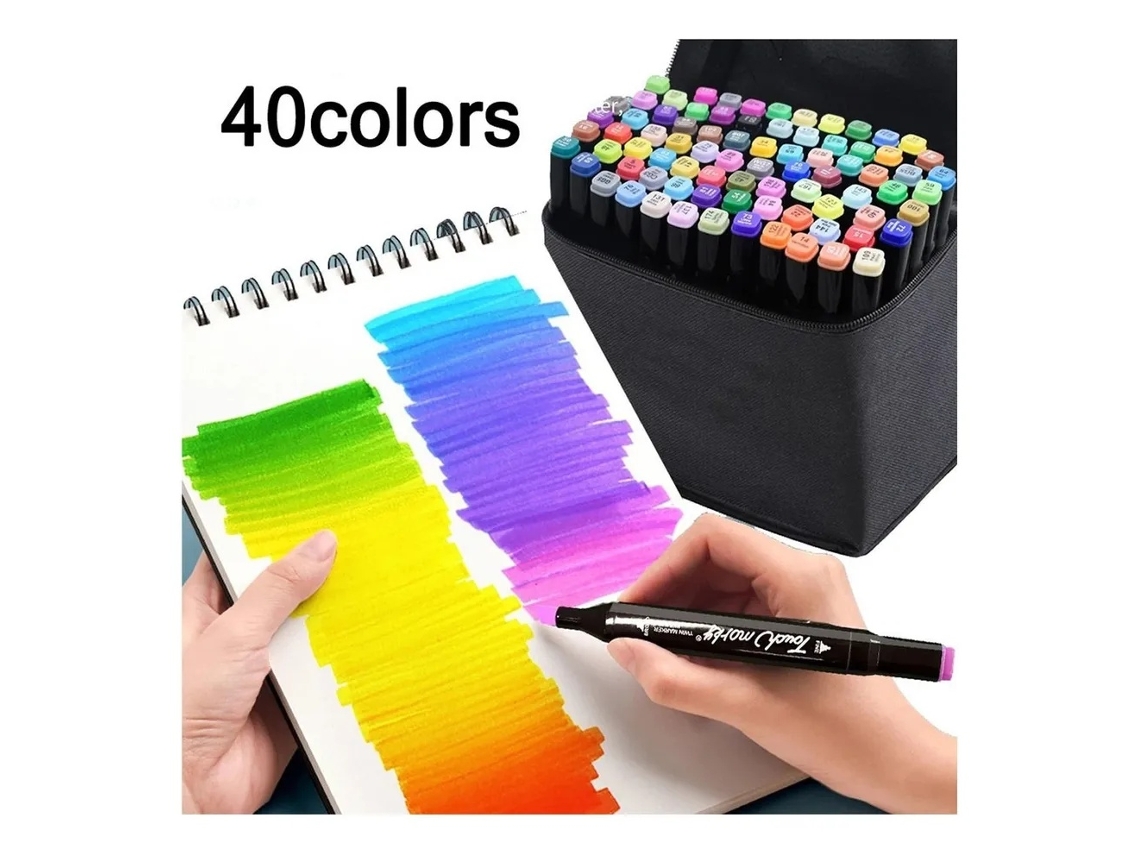Lurelia Kit 40 Marcadores Oleosos Dupla Ponta, Cores Vivas Para Desenho