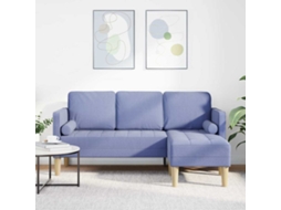 Vidaxl Conjunto De Sofás Com Almofada Azul Jeans Poliéster