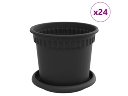 Vidaxl Vasos De Plantas 24 Pcs Preto Ø 15 X 12 Cm Plástico