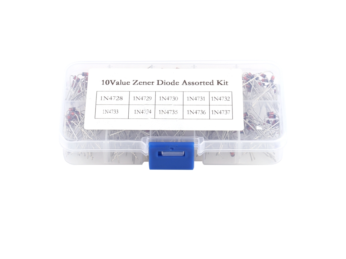 Kit de Zener Diodos 10 Valores, 200 Peças, 1N4728 a 1N4737, Regulador de Voltagem