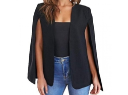 2026 jaqueta Blazer com Capa para Mulher com Mangas Divididas e Frente Aberta Jaqueta Casual de Trabalho Zcs XL Negro
