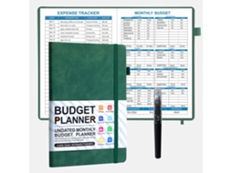 A5 Budget Planner Notebook With Binding Strap, Army Green, 50-sheets + Pocket Gel Pen