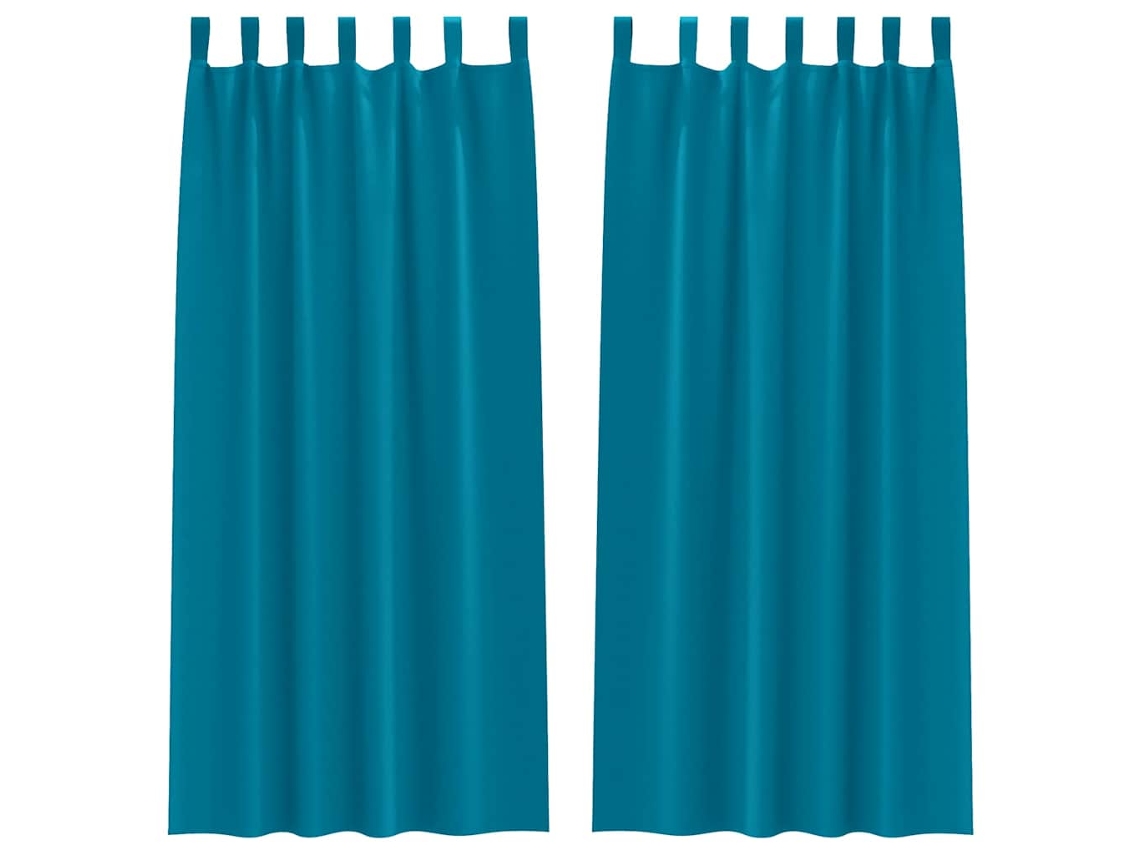 Conjunto 2 Cortinas Opacas Vidaxl Azul-turquesa Poliéster (260 X 140 Cm)