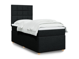 Vidaxl Cama Com Molas/colchão 100x200 Cm Tecido Preto