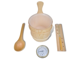 Vidaxl 5 Pcs Acessórios Sauna Balde/colher/ampulheta/termo-higrómetro