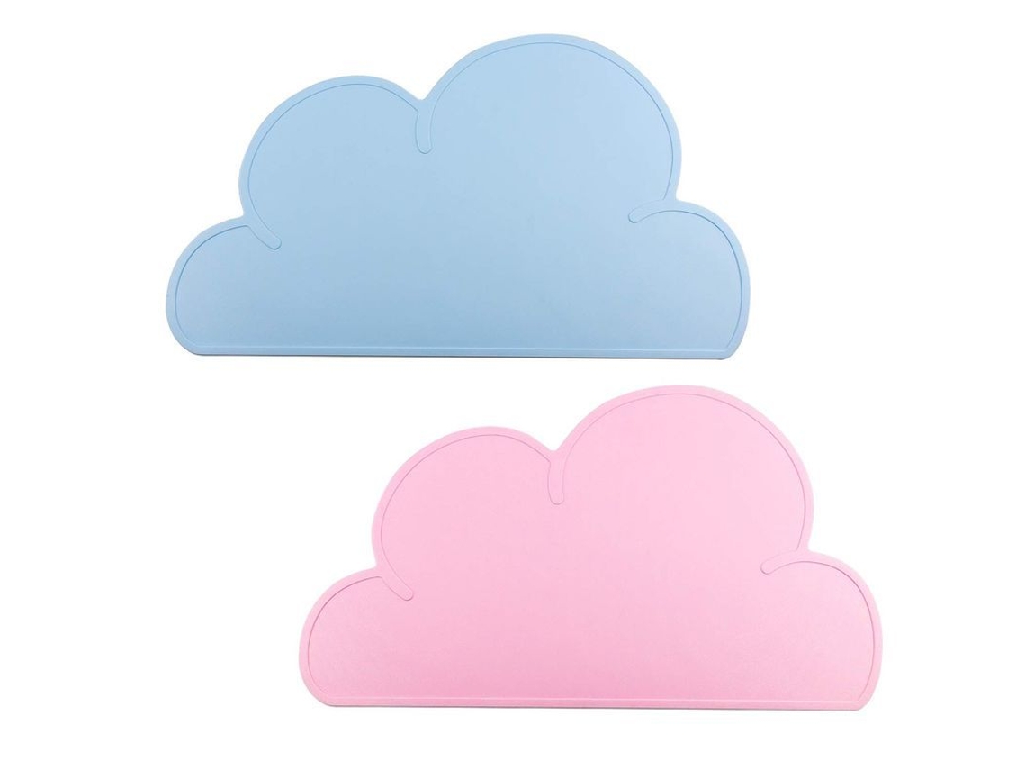 2026 mantel Infantil de Silicona Anti deslizante Plegable Portátil Resistente Al Calor Forma Nube Azul Rosa 2 Piezas