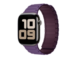 Pulseira magnética de silicone para Apple Watch série 11, estilo 2 peças com 3 contas, Nova Cor Ameixa Com Roxo