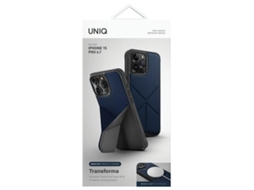 Capa Elétrico para iPhone 15 Pro Max UNIQ Pele Sintética Azul